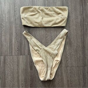 ASOS Gold Sparkly Bandeau Bikini